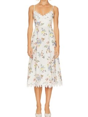 Zimmermann Matchmaker floral linen appliqué midi picnic dress